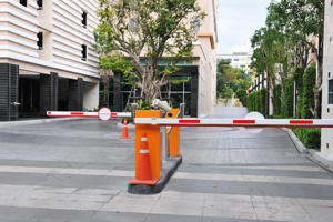 Security gate in parking lot